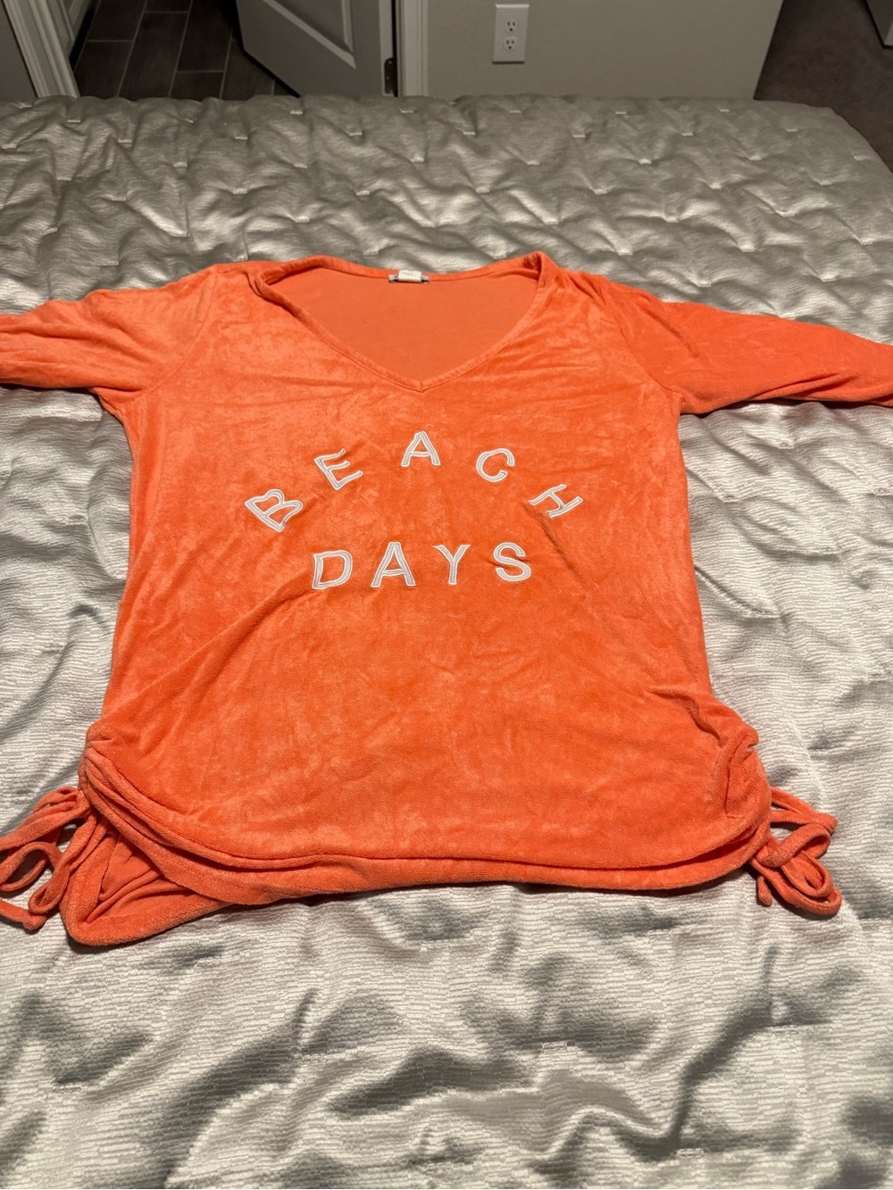 VENUS Coral V-Neck Beach Cover up with Side Tie Detail